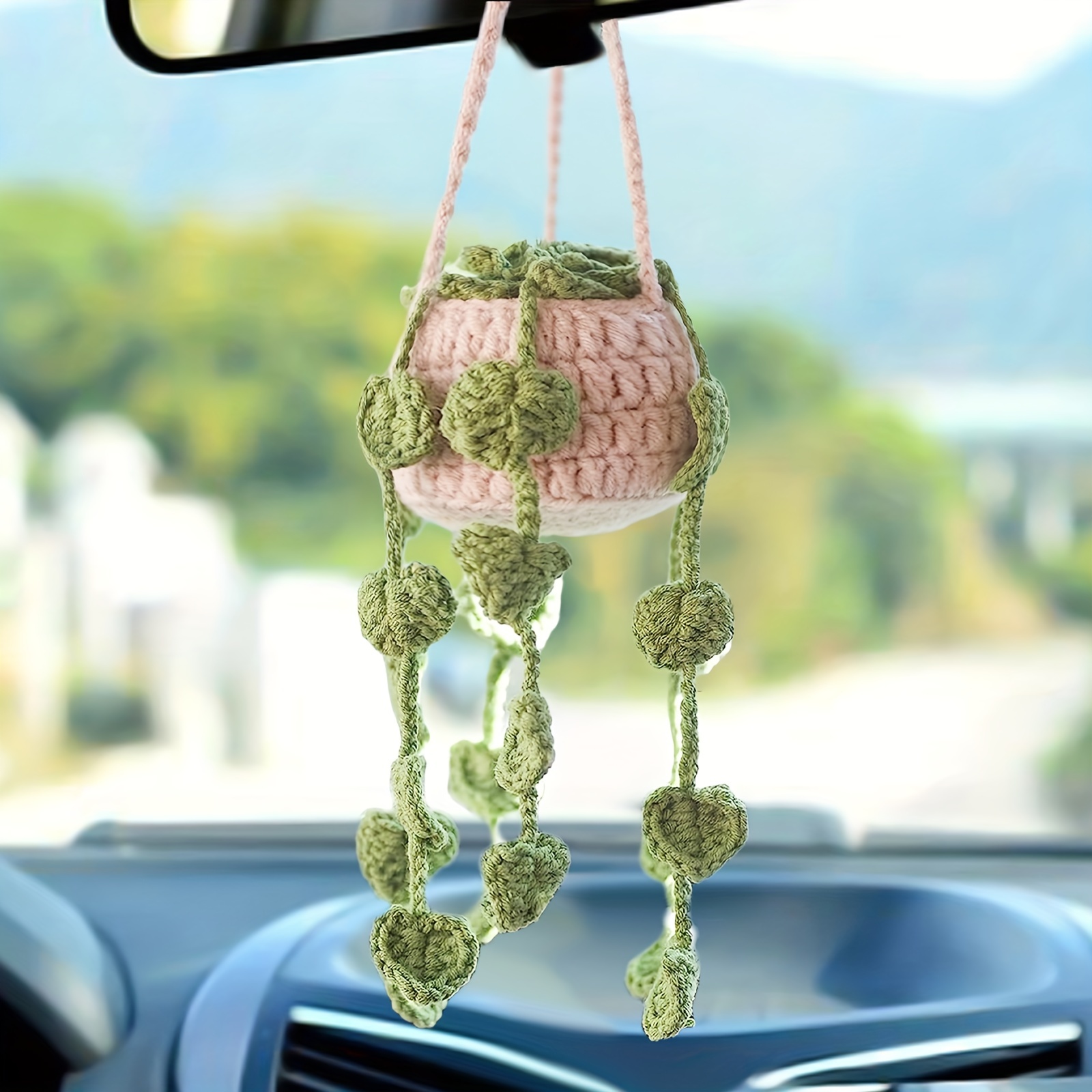 Boho Crochet Autoanhänger Ornament 100% Handgefertigt Gestrickte Auto- rückspiegel-accessoires Auto-spiegelanhänger-accessoires Auto-dekoration -  Auto - Temu