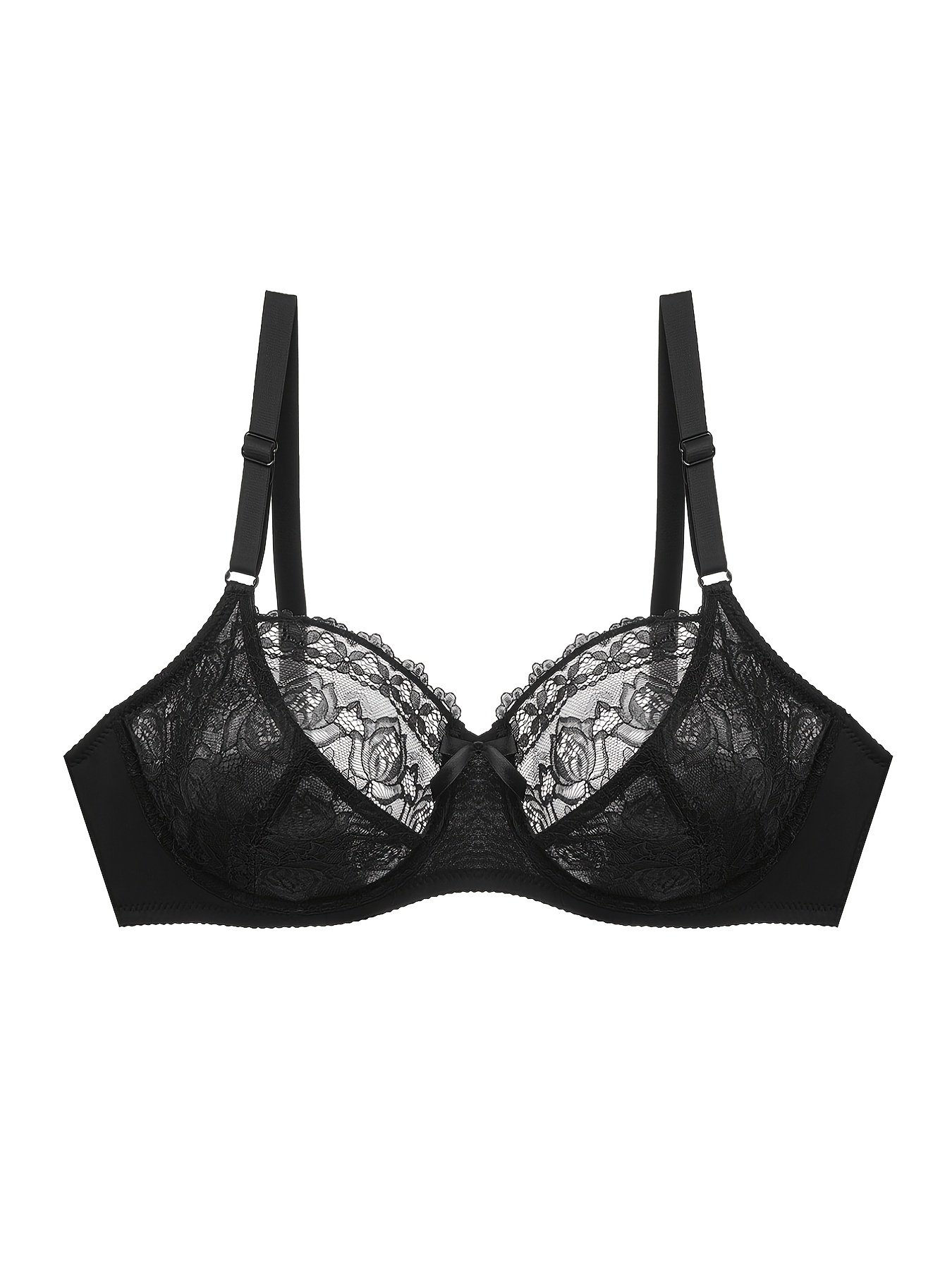 Women's Balconette Bra Push Up Plus Size Lace See Through Sexy