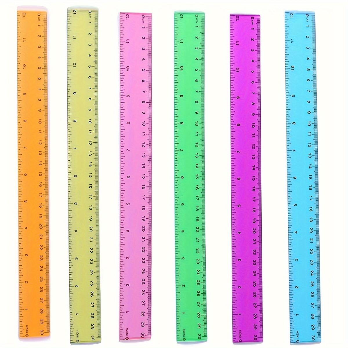 Righello pieghevole da 3 pezzi, righello di plastica infrangibile da 30 cm,  righello da ufficio per bambini in età scolare (rosa blu trasparente)
