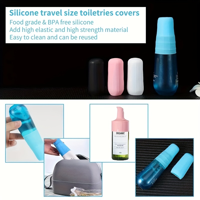 8pcs Elastic Sleeve for Leak Proofing Silicone Travel Bottle Covers Leak Proof Sleeves for Travel Container in Luggage Reusable Silione Accessory for