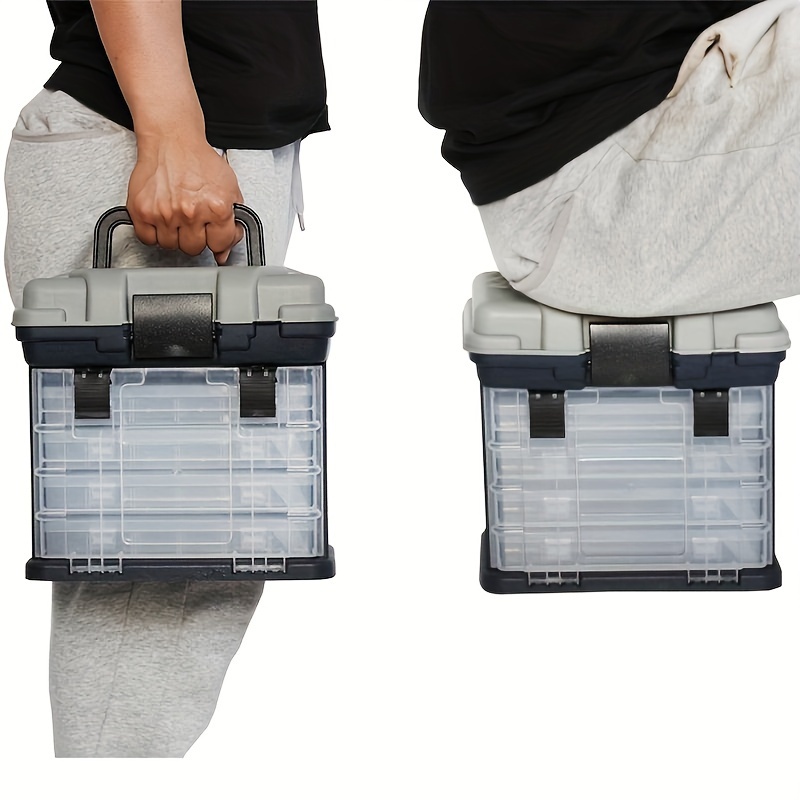 4-layer Portable Fishing Tool Box Plastic Accessories Storage Case