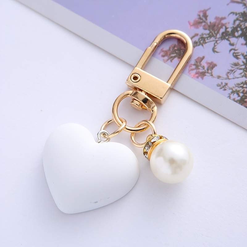 Handmade Heart Keychain Acrylic Plastic Link Chain Key Ring for Women Girls Handbag Pendant Accessorie Car Keys Artificial Jewelry Gifts,Temu