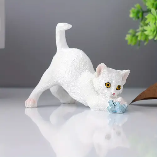 1pc, Figurine de chat en résine, mignon mini ornement de chat
