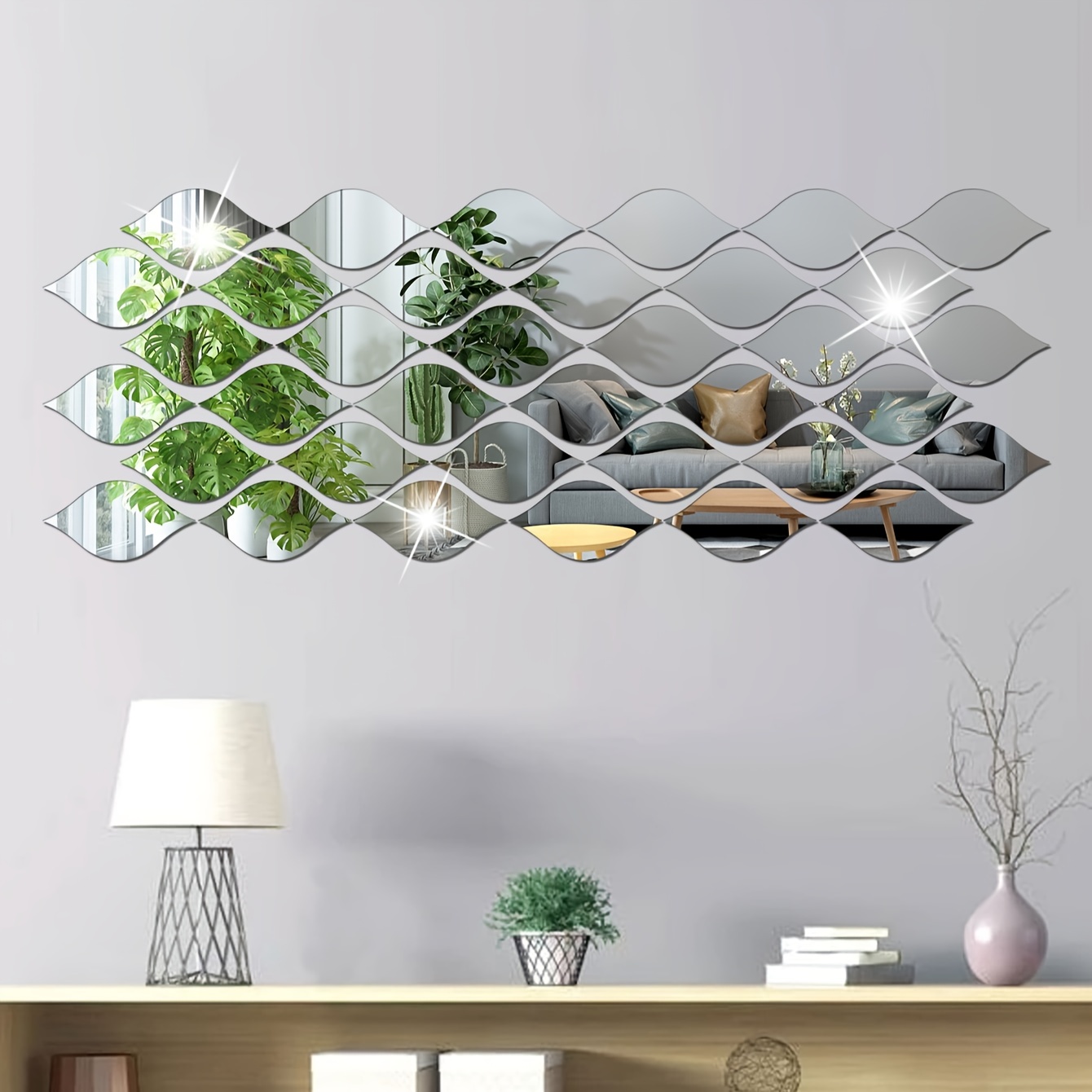 Modern Style Acrylic Mirror Wall Stickers Dazzling Irregular - Temu