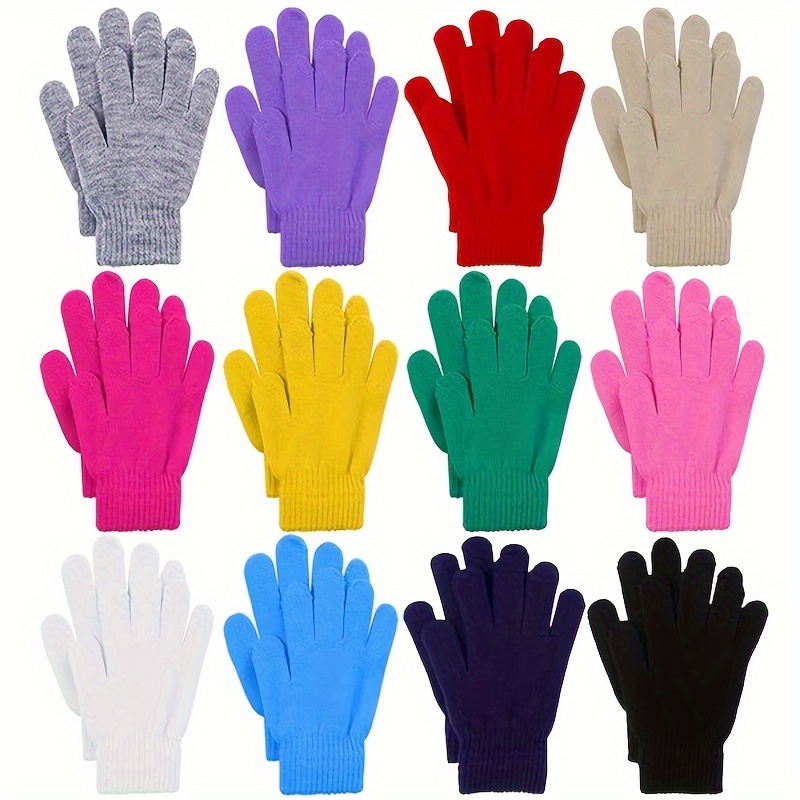 

Unisex Solid Color Winter Knitted Gloves, Full Finger Touch Screen Stretchy Warm Gloves For Driving Cycling