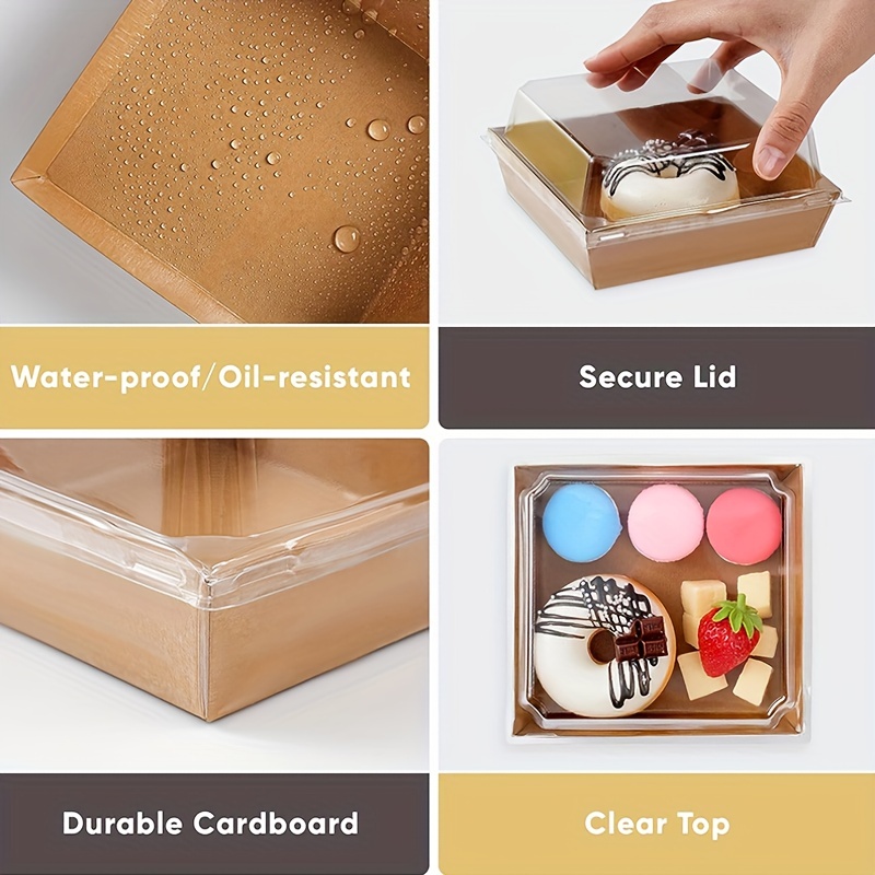 Paper Charcuterie Boxes With Clear Lids Brown Cookie Boxes - Temu