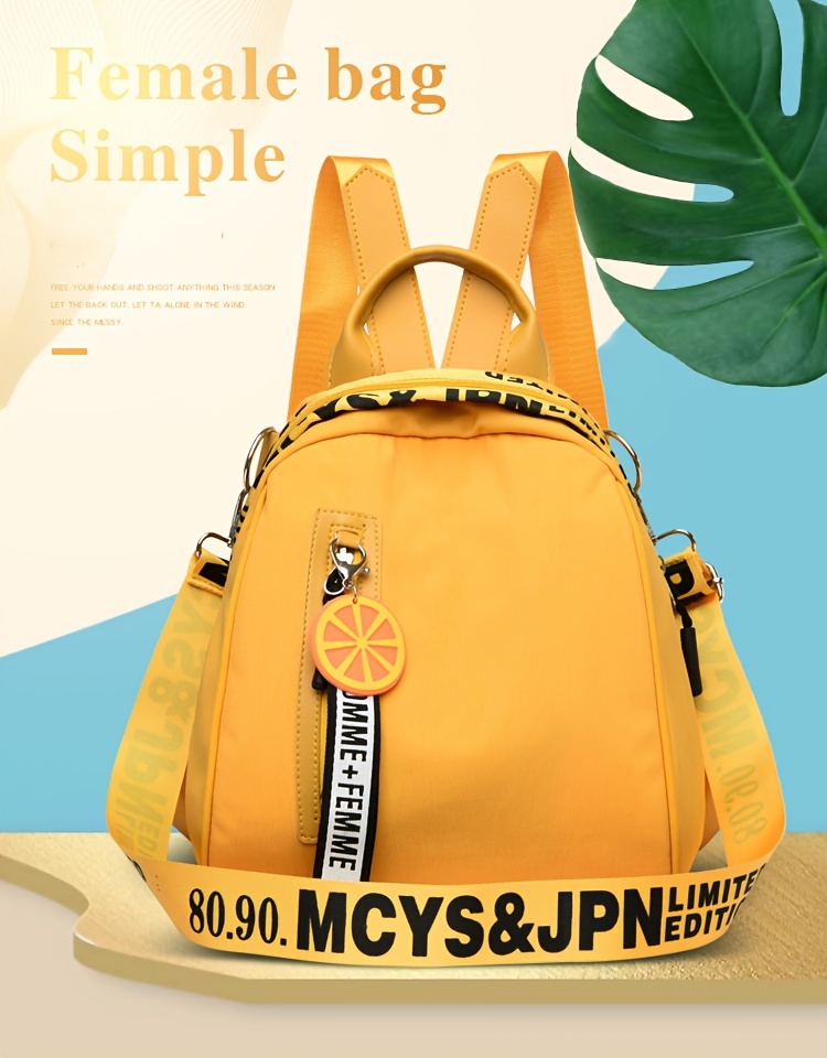 womens backpack lemon decorative shell bag girl casual shopping oxford cloth bags details 0