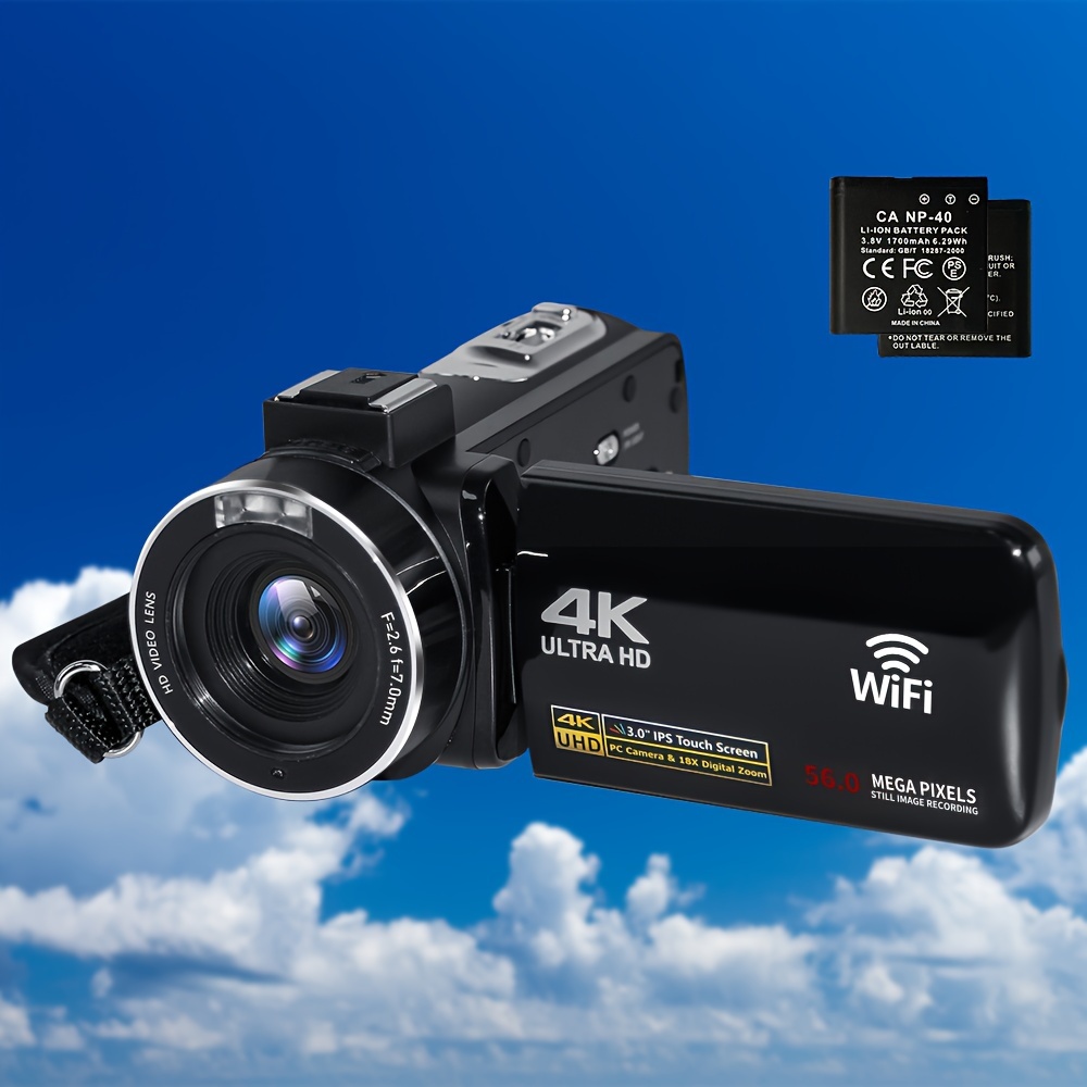 Videocamera 4K Videocamera Full HD 60FPS Fotocamera Digitale Con Zoom  Digitale 18X, Registratore Webcam Vlogging Da 48,0 MP, Supporta Fotocamere  Digitali Wi-Fi, Videocamere Touch Screen Fotocamera Con Microfono DV,  Telecomando, Stabilizzatore, Paraluce