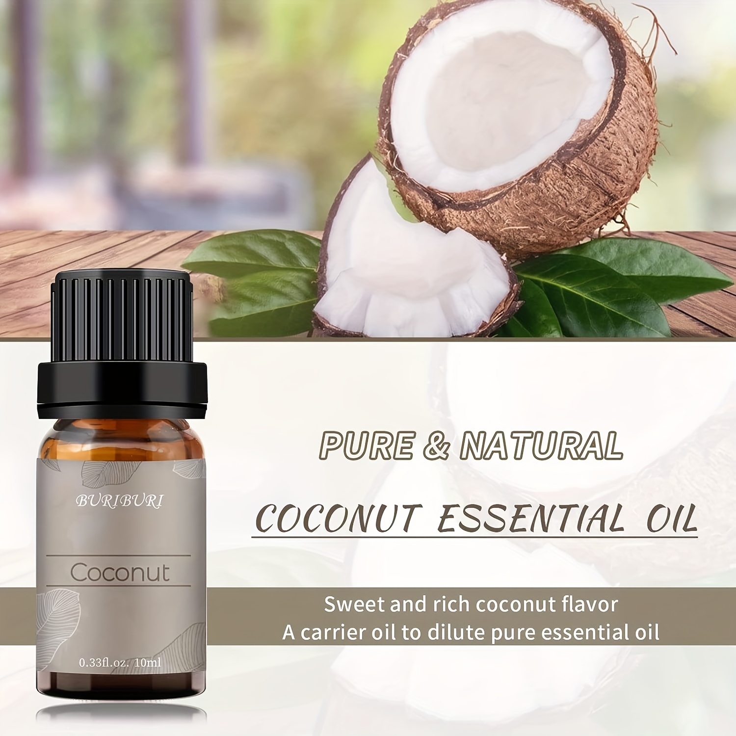 1pc 10mL Coconut Fragrance Oil - Essential Oil For Diffuser, Humidifier,  Candle Making, And Soap Scents