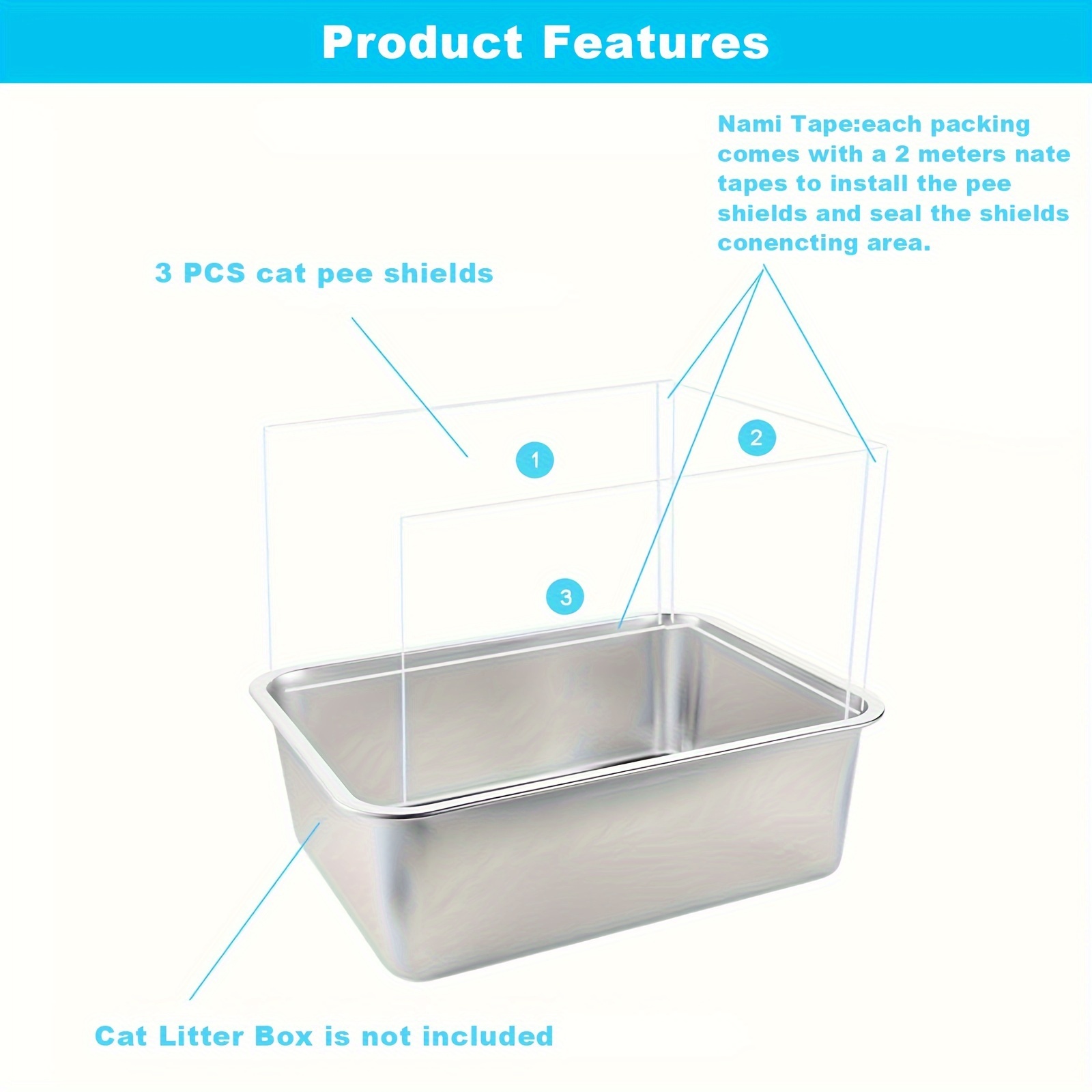 Cat Litter Box Pee Shields Transparent Easy Clean Litter Box - Temu