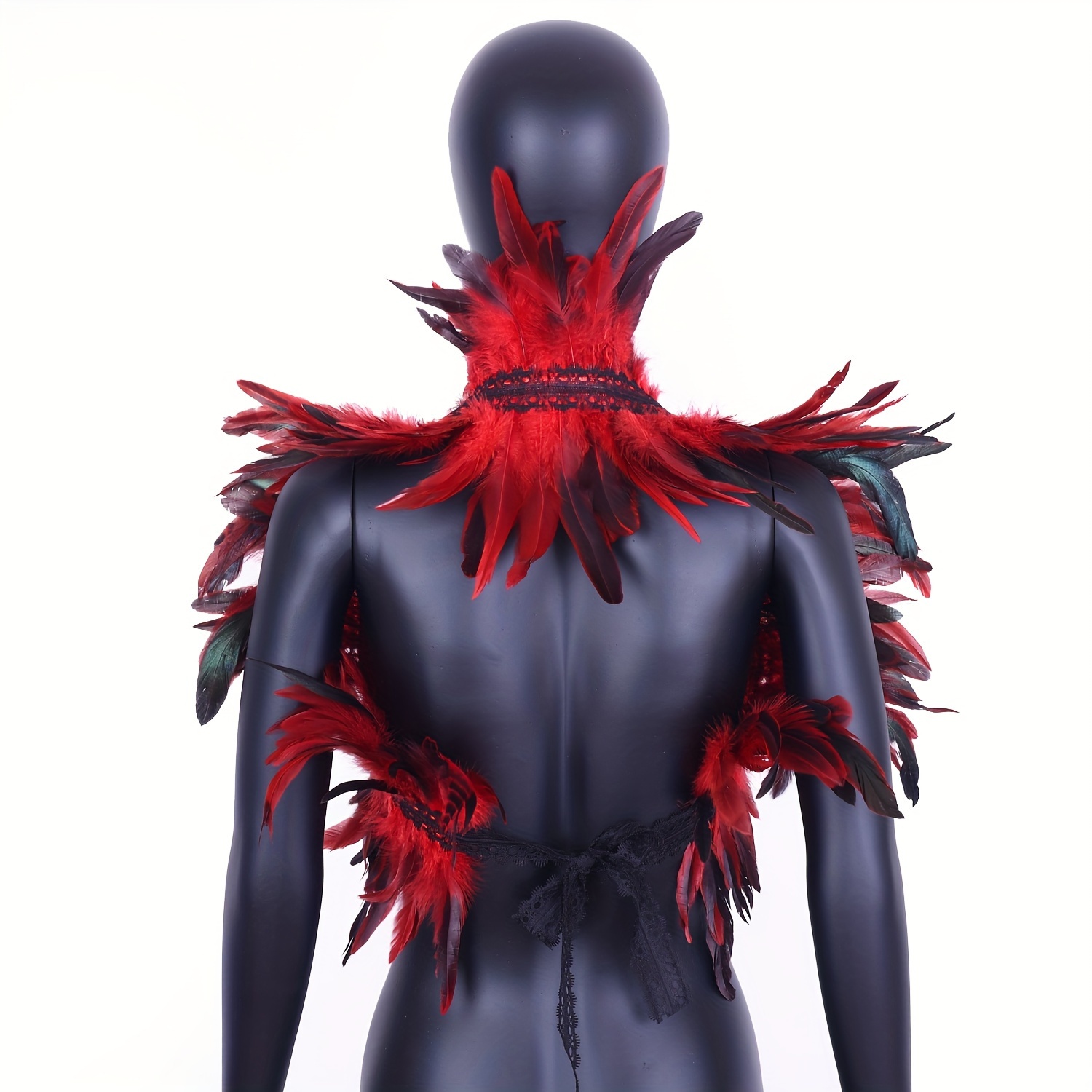 Capa de plumas naturales, chal gótico, envoltura de hombro, disfraz  esponjoso de plumas de pluma para Halloween Cosplay