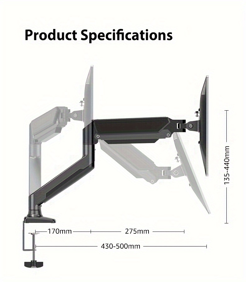   monitor arm dual monitor stand adjustable spring monitor desk mount for 17 32 inch dual monitor mount holds max 19 8lbs computer monitor   with   of motion for home office details 9