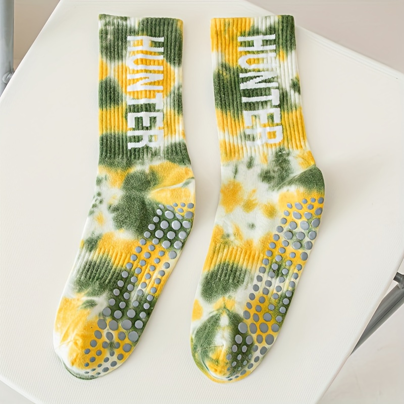 Personality Round Toe Camouflage Tie Dye Non slip Yoga Socks - Temu