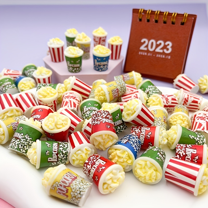 Popcorn Cup Charms | Mini Food Craft | Miniature Food Jewellery Making (2  pcs / 35mm x 34mm)