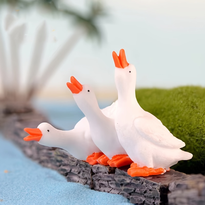 

3pcs, Cute White Swan Micro Landscape Garden Yard Decoration Ornaments, Creative Indoor And Outdoor Yard Deck Garden Lawn Porch Resin Ornaments