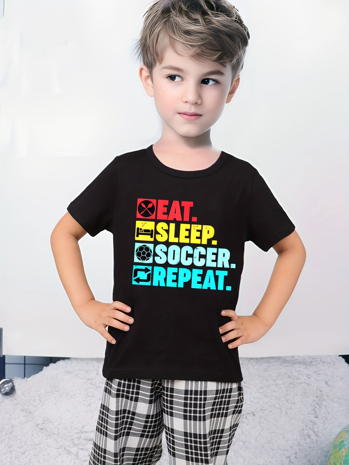 Camiseta De Cuello Redondo Y Manga Corta Para Niño Camiseta - Temu