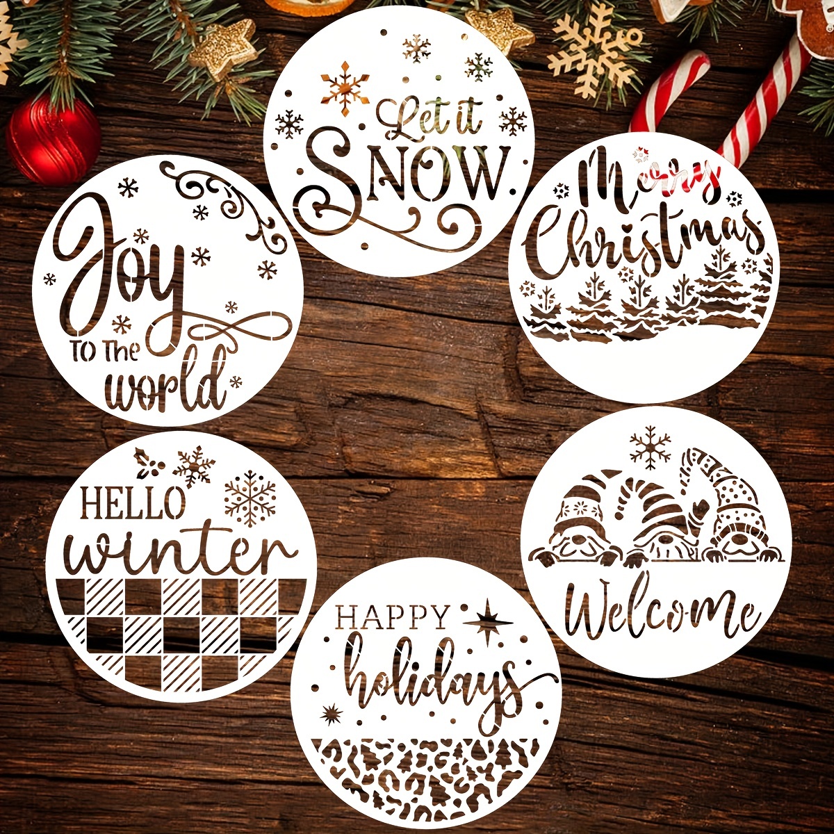 Christmas Stencils for Painting, Reusable Stencils: Believe, Merry  Christmas, Joy, Let it Snow for Unique Winter Signs