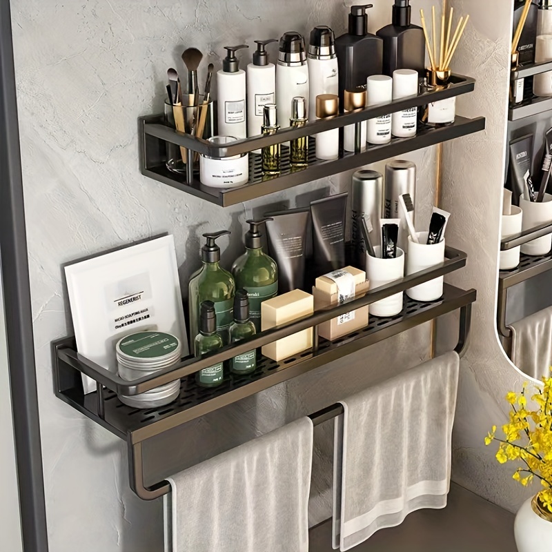 Maximize Your Bathroom Storage With This Wall Mounted Shelf And Towel Rod -  Perfect For Home, Dorms, And Showers! - Temu