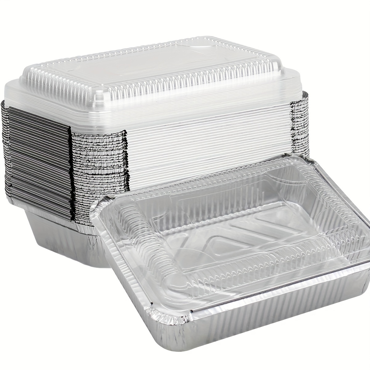 Aluminum Pans Take Out Containers with Lids (50 Pack) 2 Lb Disposable  Aluminum Foil Oblong Pans with Cardboard Covers - To Go Food Storage  Containers