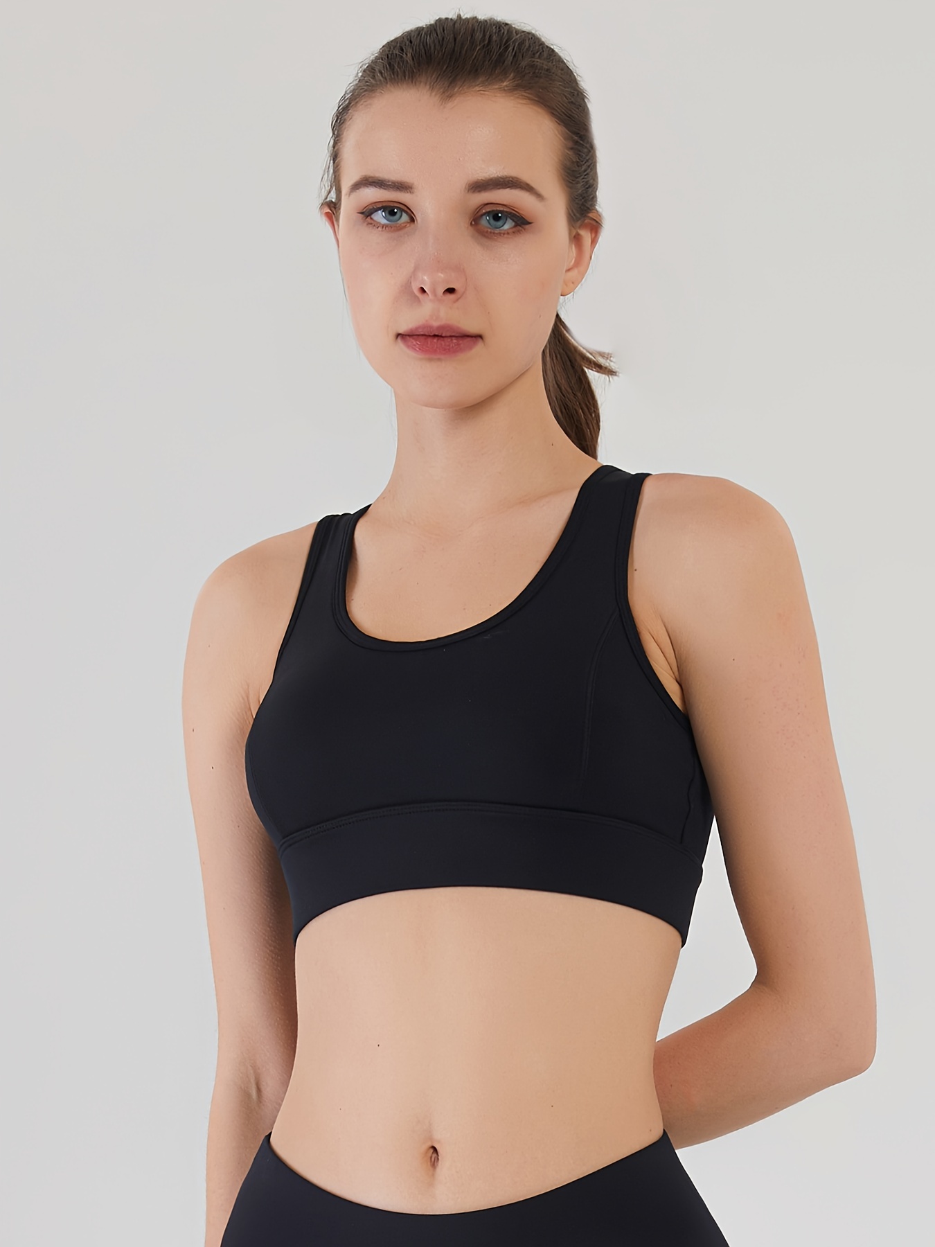 One Shoulder Sports Bra, Hollow Front Gym Workout Training Fitness Running  Push-up Tops, Women's Activewear