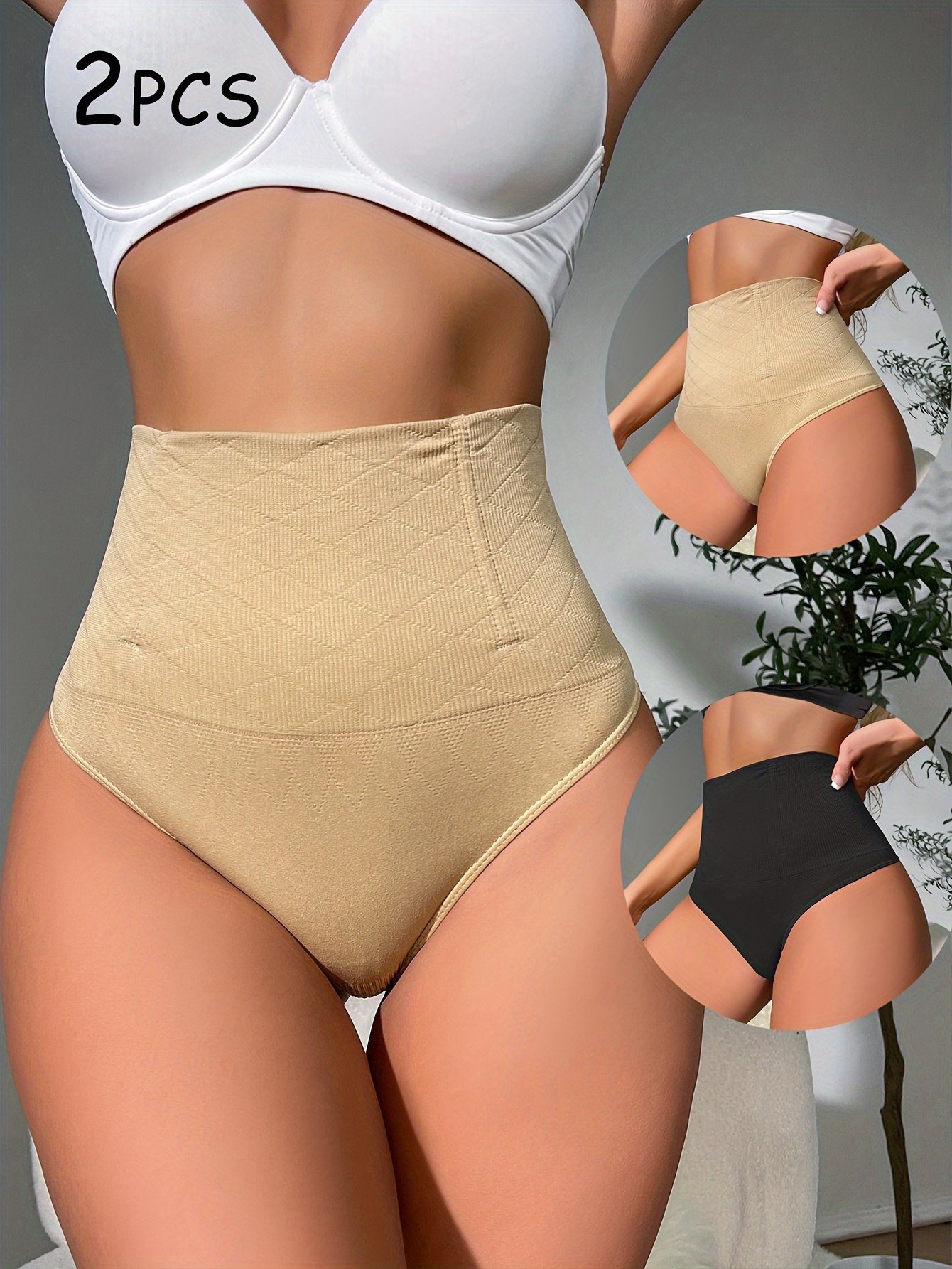 2pcs Argyle High Waist Thongs, Soft & Comfy Stretchy Intimates Panties,  Women's Lingerie & Underwear