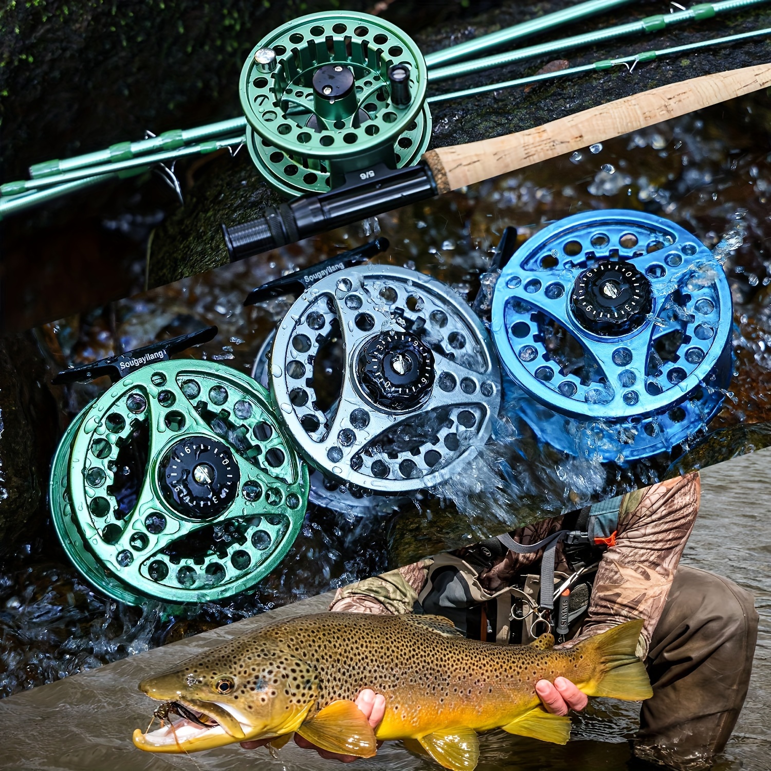 Sougayilang Fly Fishing Reel 2+1 BB #5/6 #7/8 Fishing Reel with  CNC-Machined Aluminum Alloy Body Fly Reels Fishing Tackle