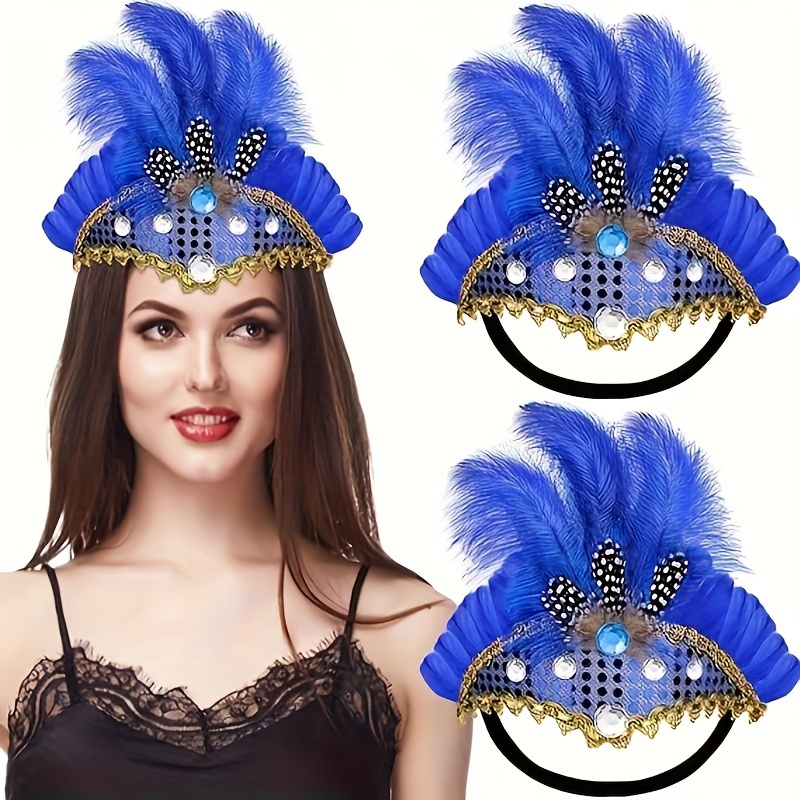 Disfraz de de plumas Corona Estilo nacional Fascinator decorativo indio  para fiesta Mardi Gras Dance Baoblaze Cintas para el pelo