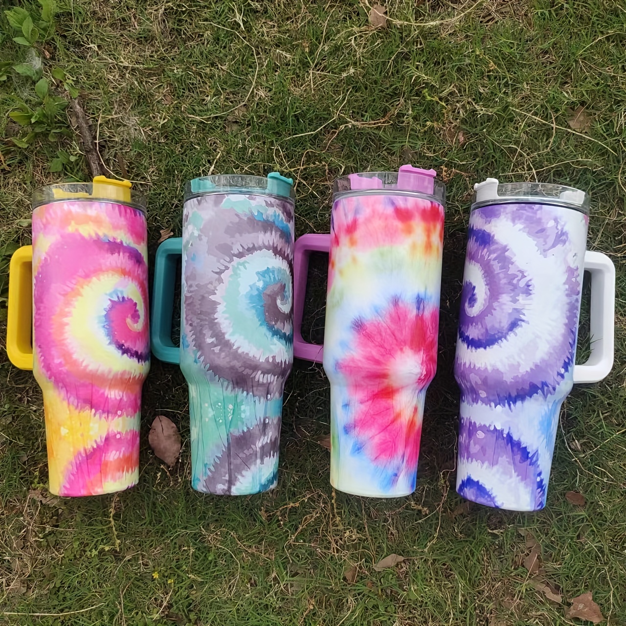 Pink Tie Dye 40 Oz Handle Tumbler