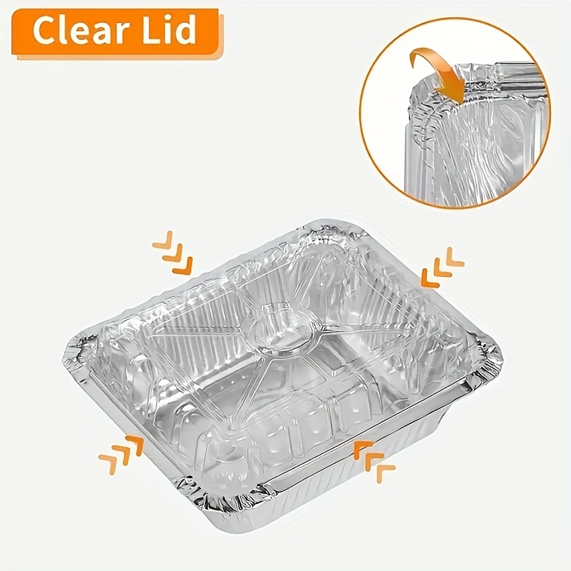 50PCS 6*5 Inch Aluminum Foil Pans Baking Tray with Lids for