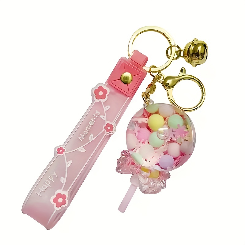 Cartoon Oily Lollipop Licorne Flottant Liquide Porte-clés Clés Creative  Flower