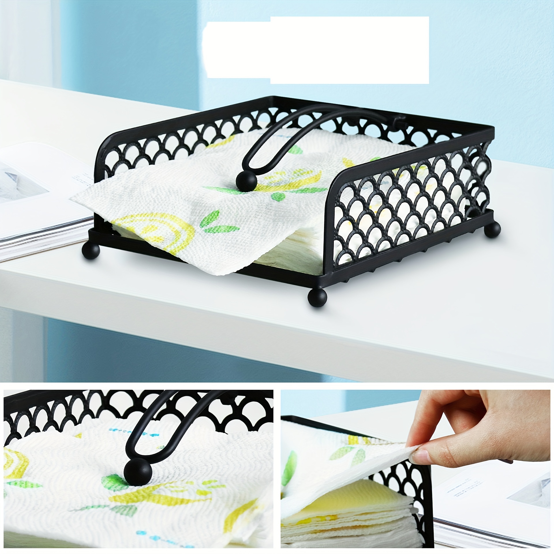 Home Basics - Servilletero de mesa con diseño de desplazamiento (paquete de  2), cromado, servilleteros para cocina y mesas, con pies elevados, soporte