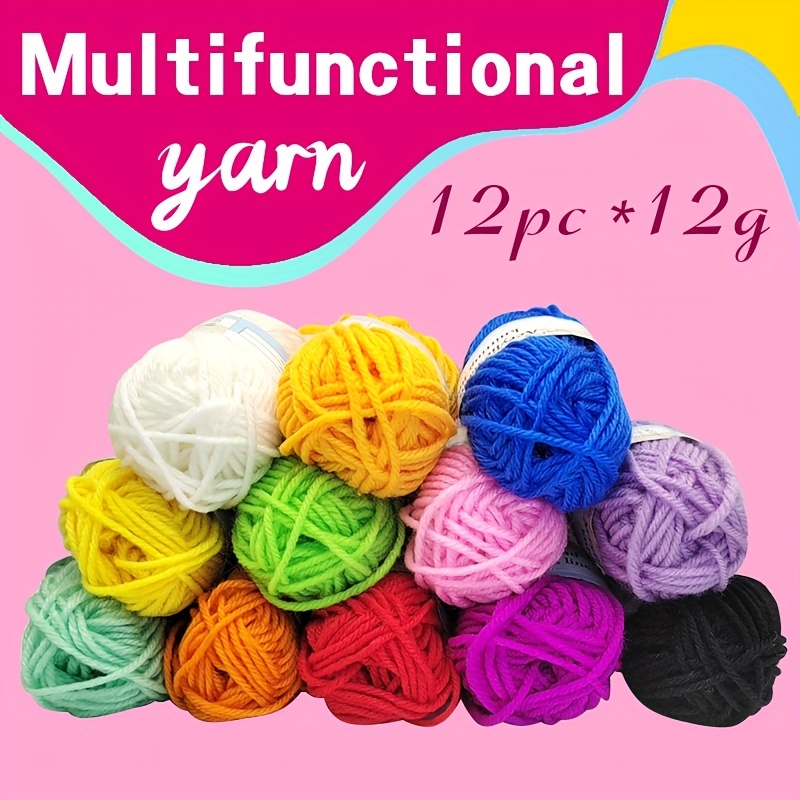 

12 Pieces/pack 12 Grams/ball Mini Acrylic Yarn, Cotton Crochet Knit Wool Yarn, Hand Woven Soft Diy Process Yarn, Woolen Clothes, Hats, Scarves, Children's Yarn Painting Diy Production