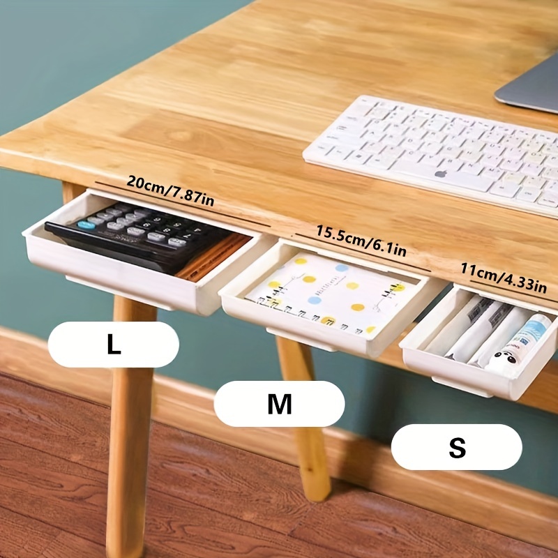 1 Pezzo Organizzatore Cassetto Nascosto Bianco Sotto La Scrivania, Scatola  Di Archiviazione Adesiva Multifunzionale Per Ufficio, Scrivania, Armadietto