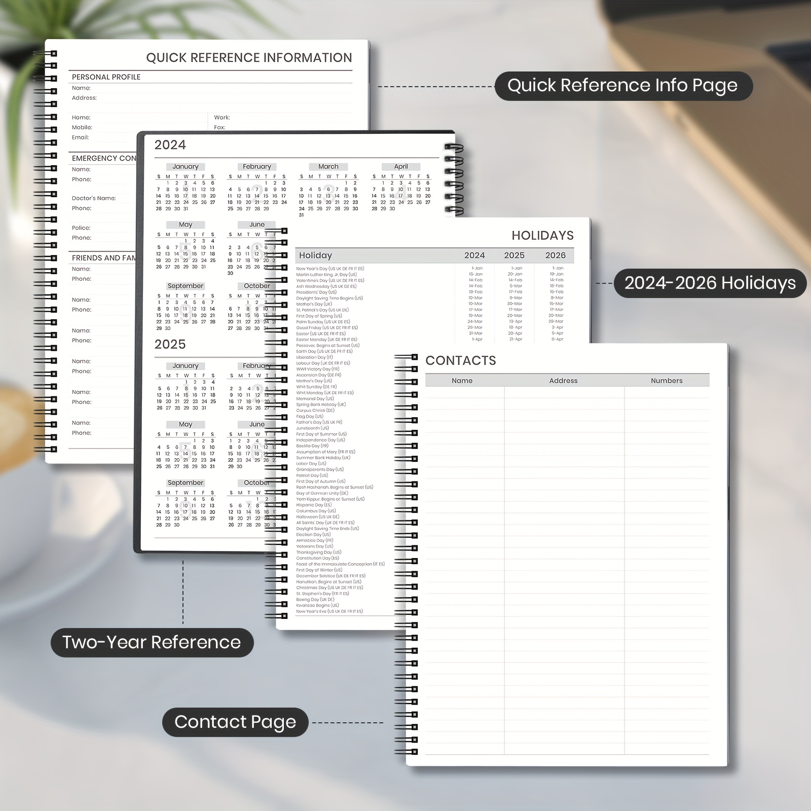 Planner 2024 Weekly Monthly Calendar Spiral12 Months From Jan. To