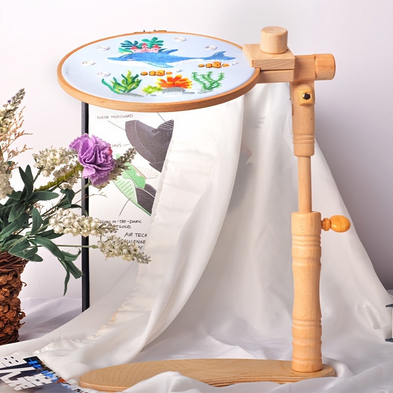 Wooden Embroidery Stand Adjustable Embroidery Hoop Stand Hands-Free Cross  Stitch Stand 360° Rotated Embroidery Hoop Holder