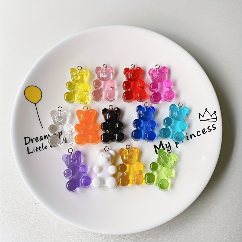 10/20Pcs Gradient Color Cute Gummy Bear Pendant Charms for