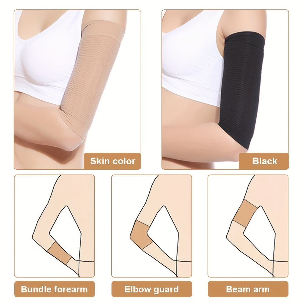 2 Pair Arm Slimming Shaper, Arm Compression Sleeve Weight Loss Upper Arms  Sleeve for Women - Black, Beige