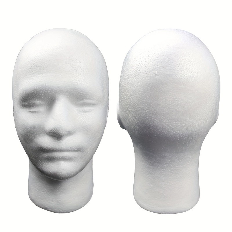 Male Styrofoam Head Man Mannequin Manikin Foam Heads Wig Holder Hats Glasses Display Stand, Size: One size, Beige