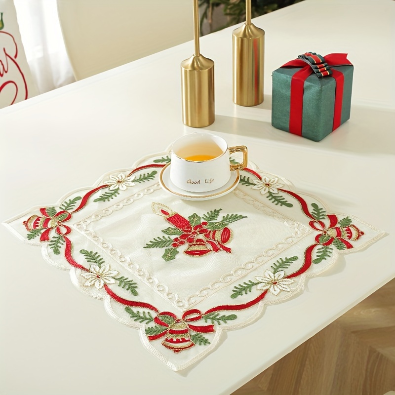 Polyester Table Runner Embroidery Snowflake Pattern Table - Temu