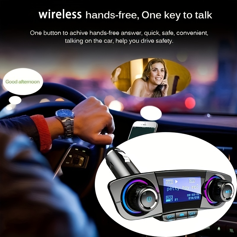Manos libres Bluetooth BT06 para coche con transmisor FM y pantalla de 1,3  pulgadas
