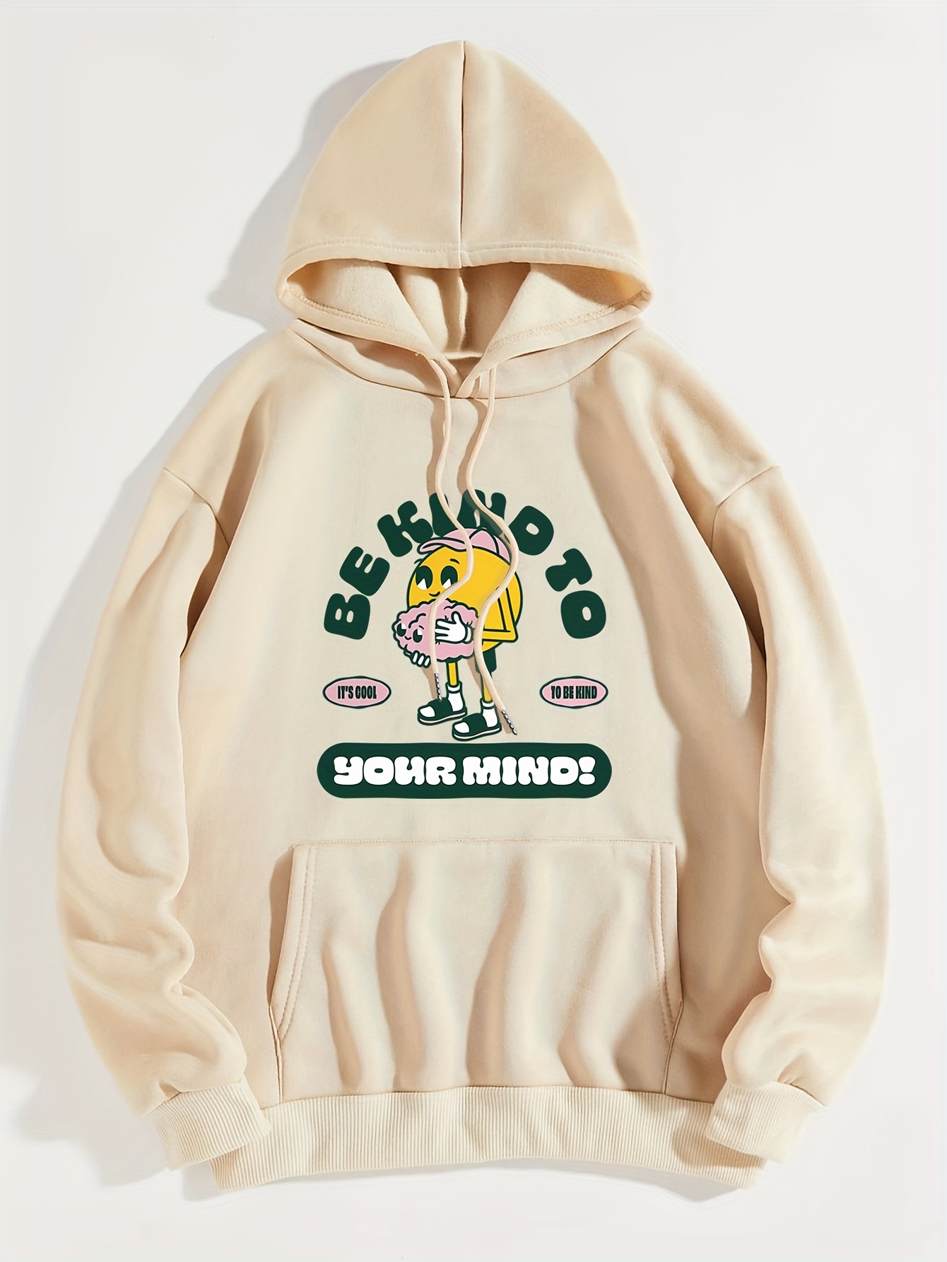 Letter Print Hoodie Drawstring Casual Hooded Sweatshirt For - Temu