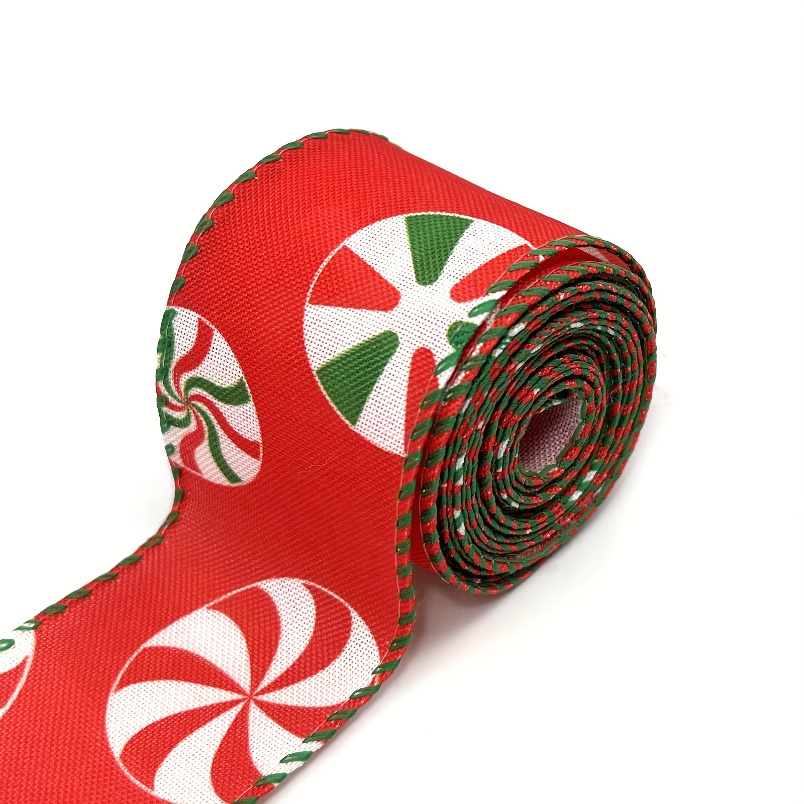 5 Yards Christmas Wired Ribbon Red And Lime Green Christmas - Temu