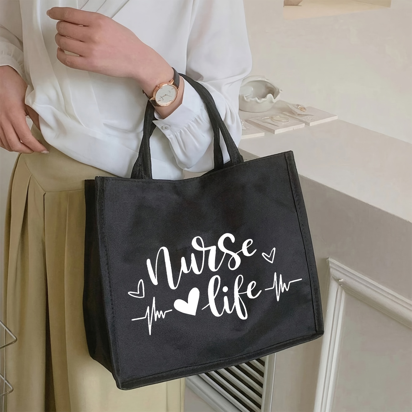 Letter Print Tote Bag Set Christmas Nurse Gift Bag - Temu