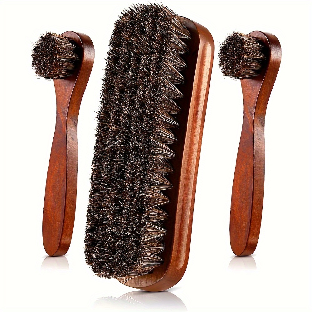 Premium Pig Hair Shoe Brush For Boots Shoes And - Temu Japan