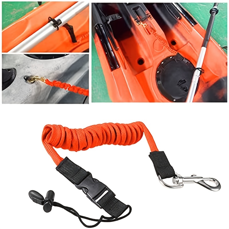 Elastic Adjustable Kayak Paddle Leash With Safety Hook - Temu