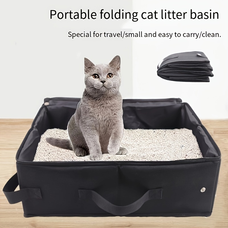 Tbest Bac à litière pour chat, bac à litière portable bac à litière pour  chat de voyage pliable imperméable léger pour chats, bac à litière pliable pour  chat 