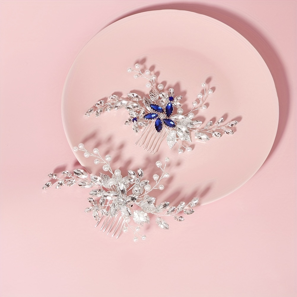 Bridal Hair Comb with Faux Pearl and Crystal Insert