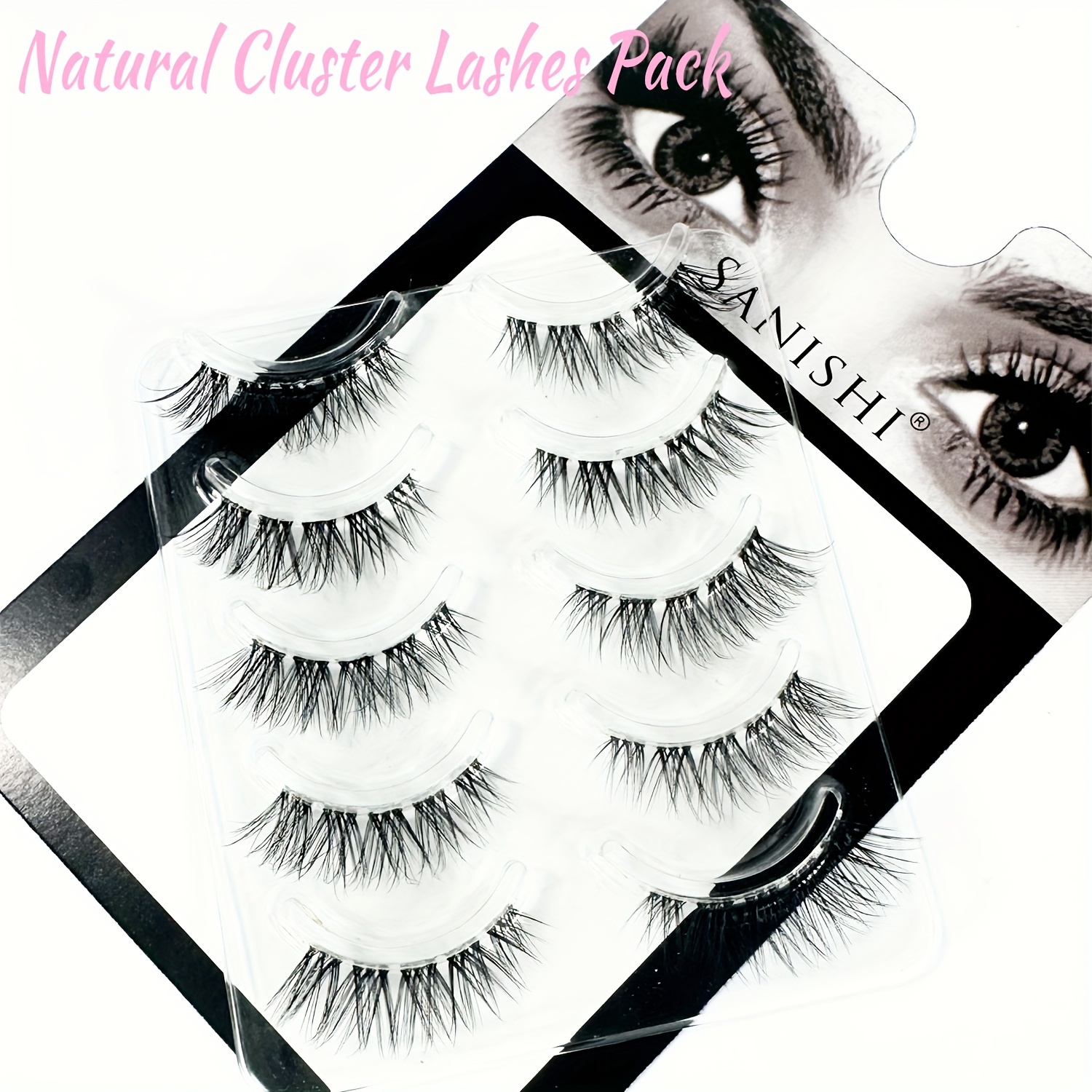 Cluster Lashes Natural Look, Wispy Manga Eyelash Extensions Strip, Cat Eye  Lashes With Transparent Stem Short Anime Korean Makeup False Eyelashes -  Temu