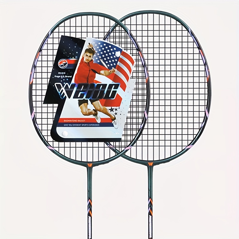 WEING Carbon Fiber Badminton Racket Set 2 Rackets Adult Training