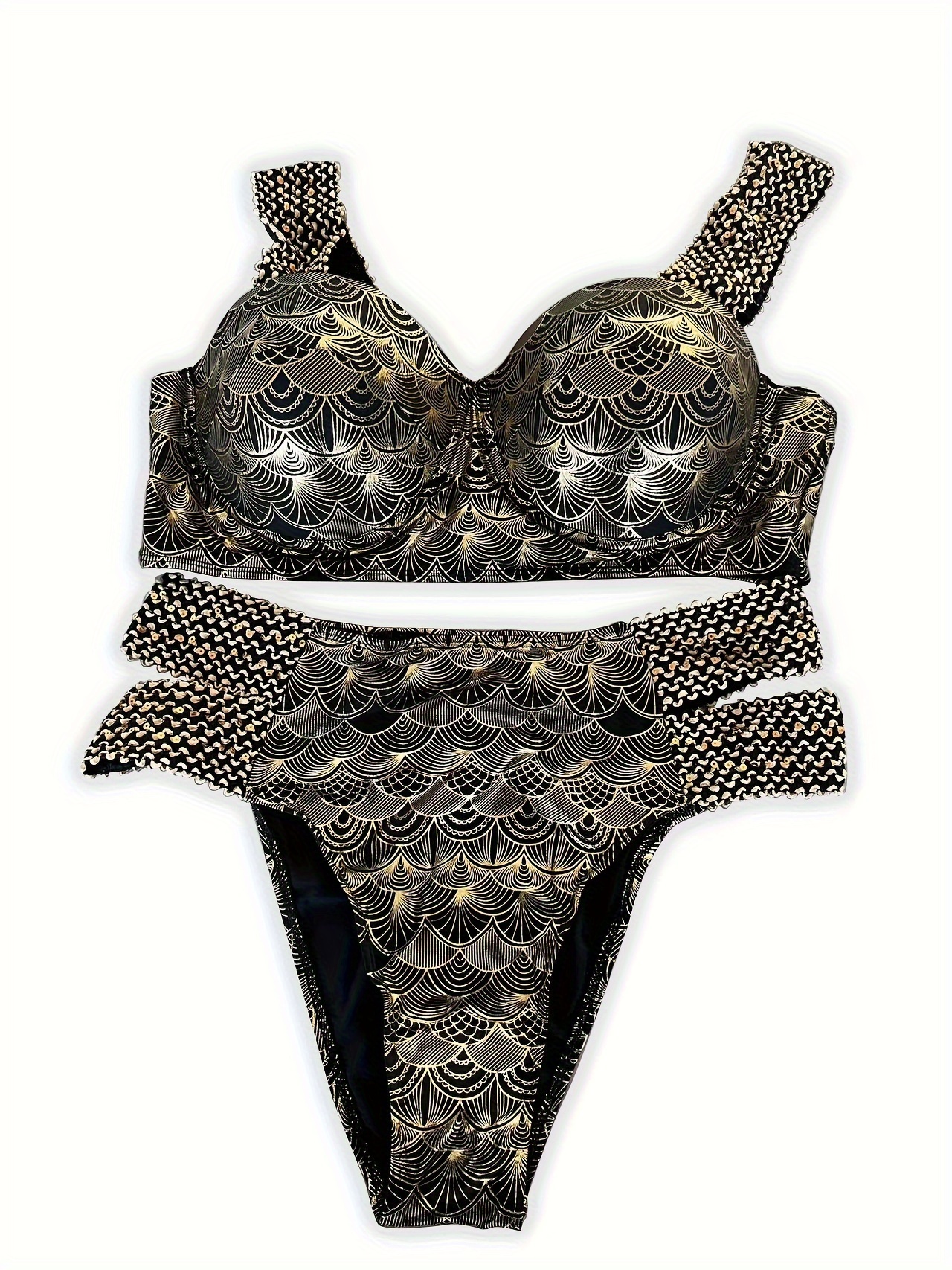 Plus Size Sexy Bikini Set Women's Plus Fish Scales Print Temu South Africa